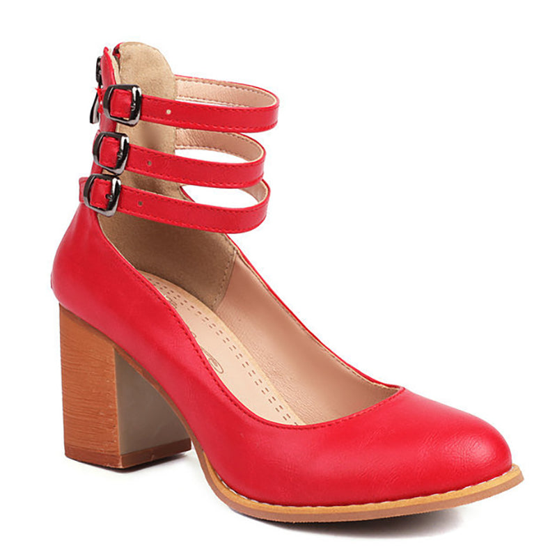 Casilda | Glatte Sandalen mit Knöchelriemen und dicker Sohle