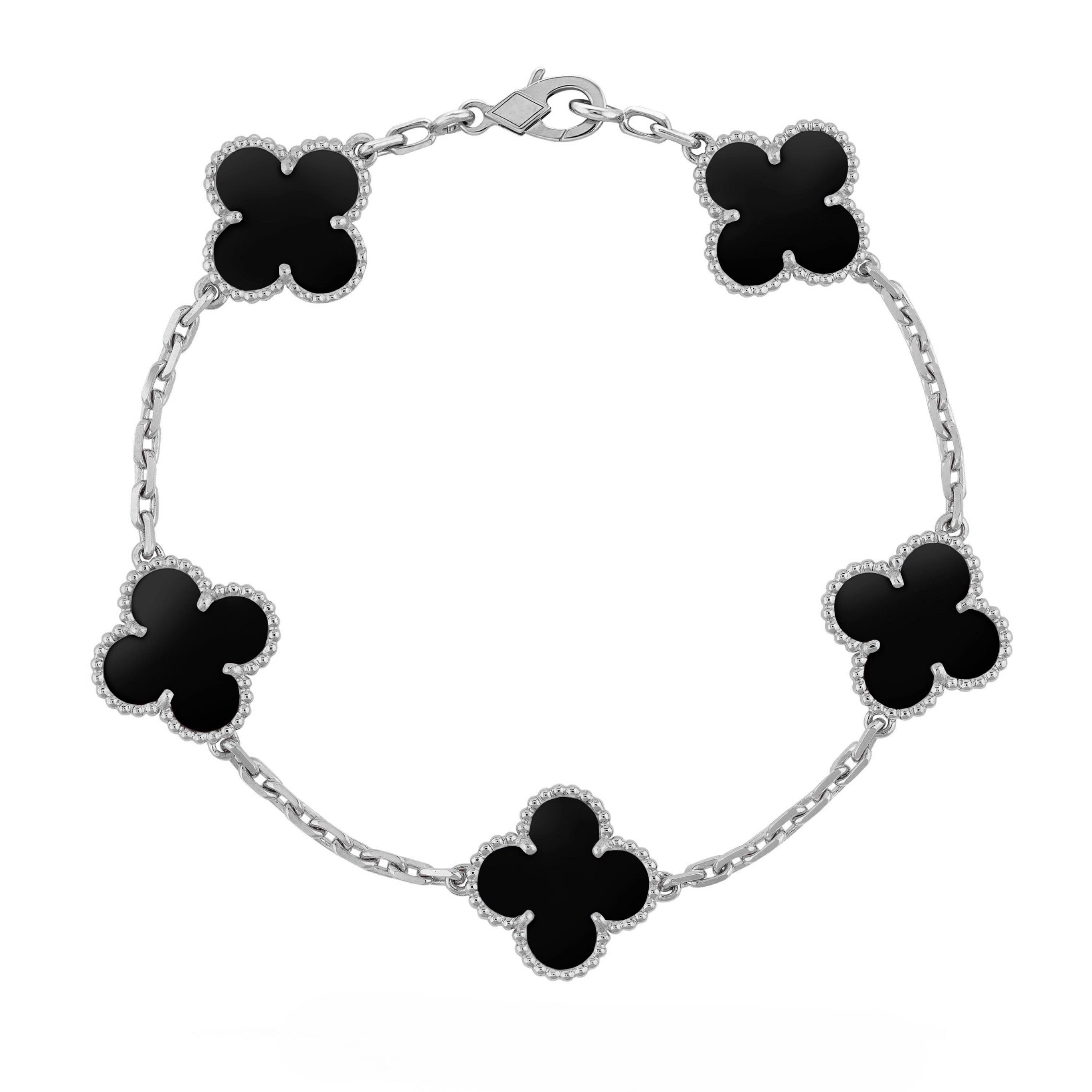 CLOVER LEAF ARMBAND | SILBER SCHWARZ