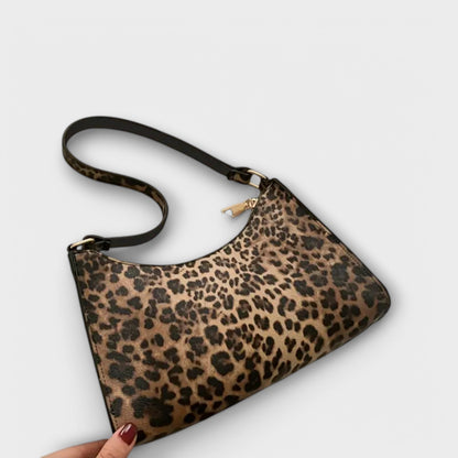 Nora. - Schultertasche im französischen Stil mit Leopardenmuster