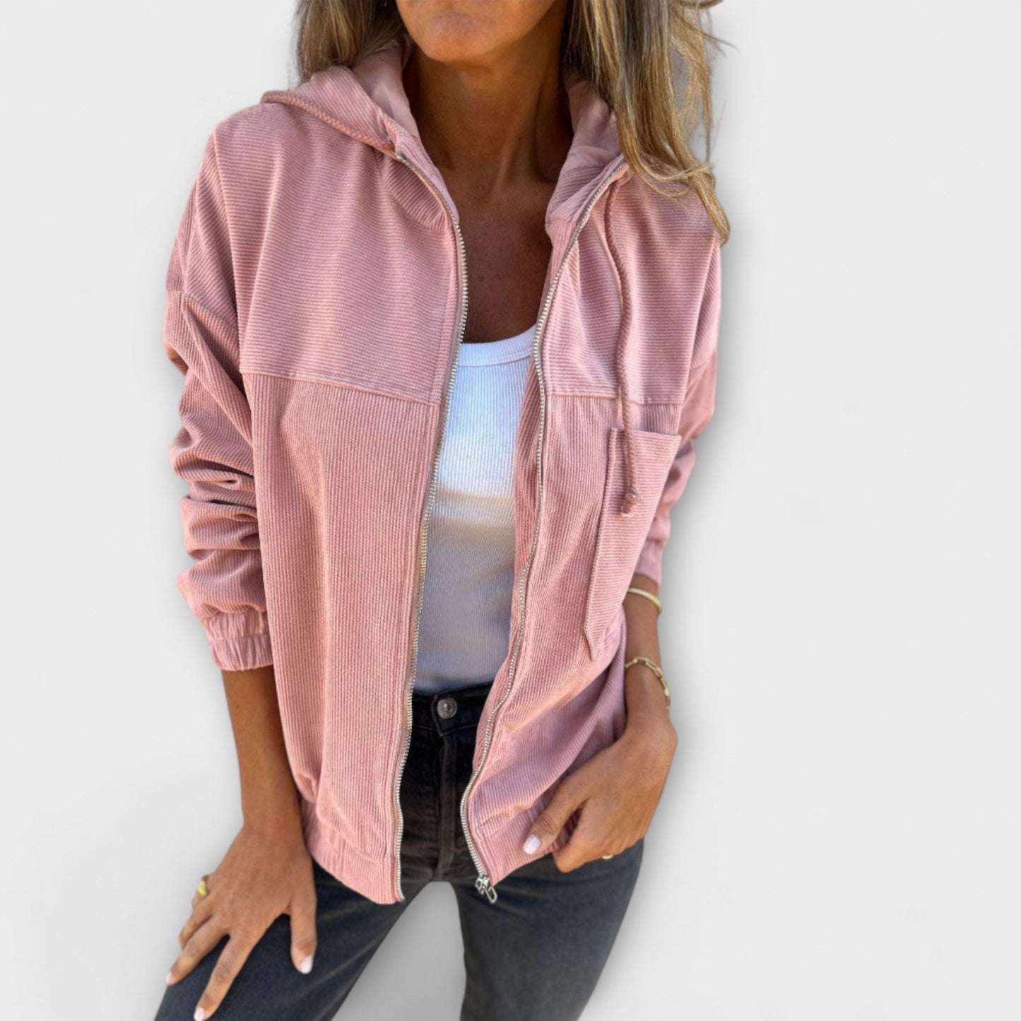 Ella - Kapuzenjacke aus Cord mit Reißverschluss