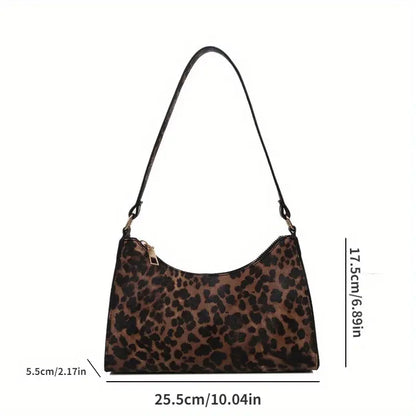 Nora. - Schultertasche im französischen Stil mit Leopardenmuster