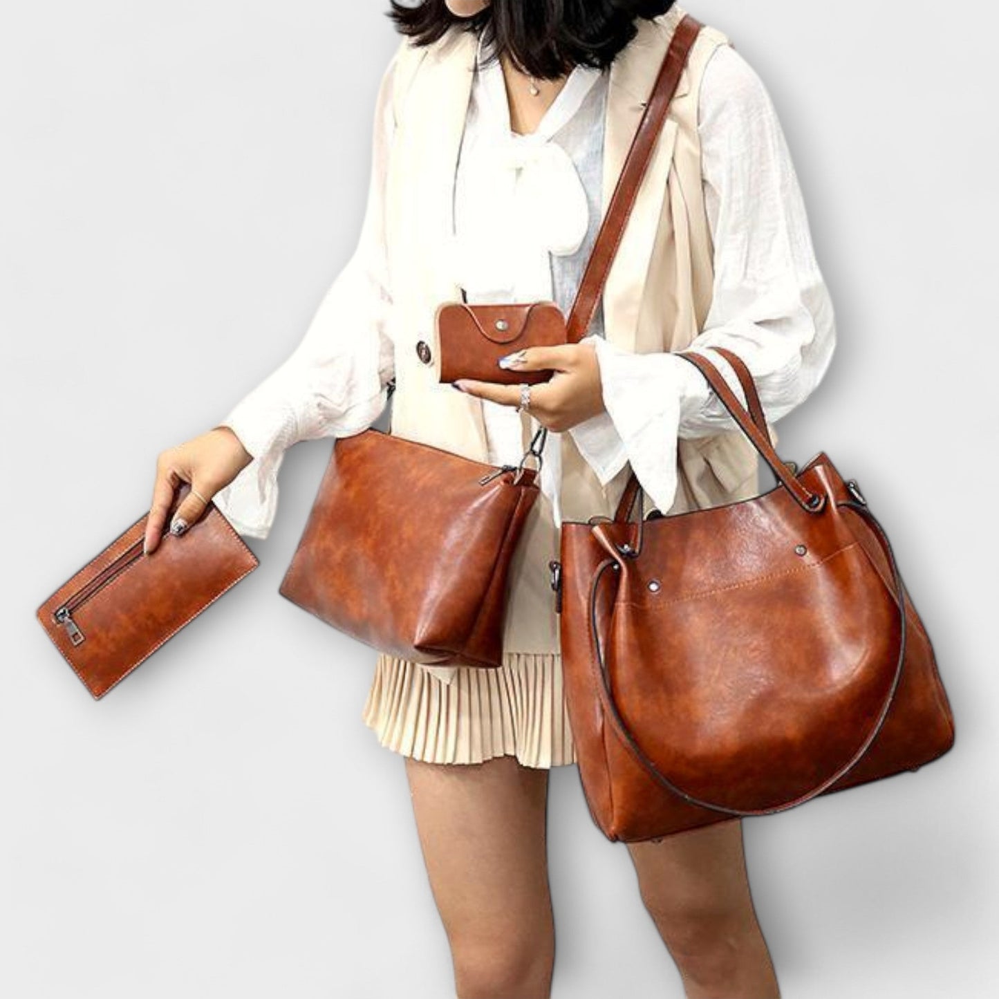 Nora. - 4-teiliges Vintage-Taschen-Set