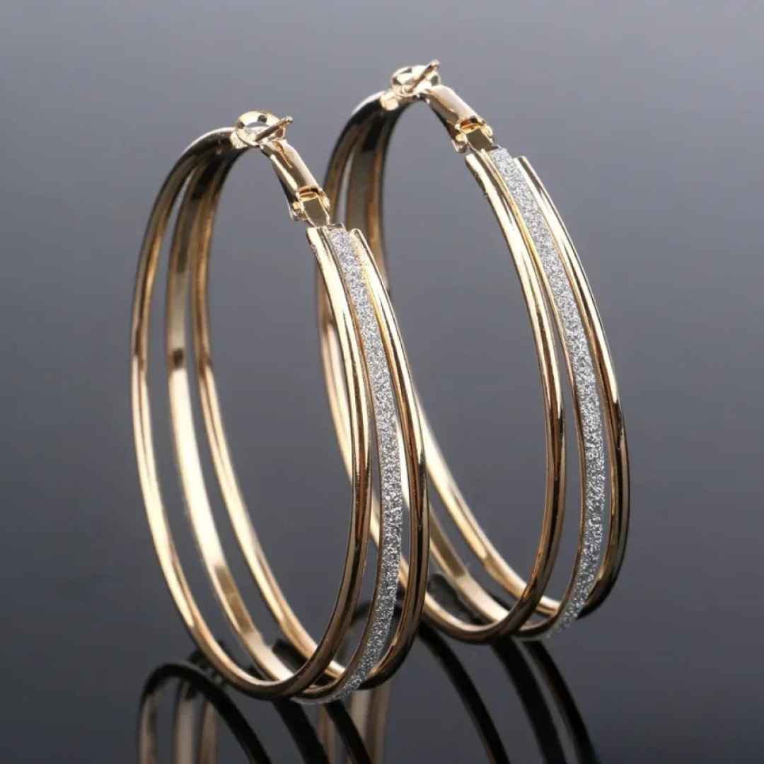Goldene Retro-Hoop-Ohrringe