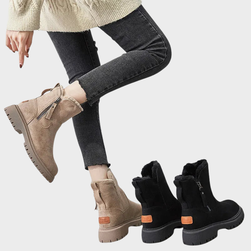 Nora – Plüsch-Stiefeletten mit Reißverschluss