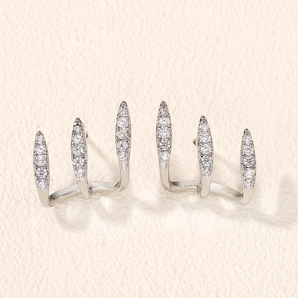 Elegante Rhinestone Drei-Krallen Ohrringe