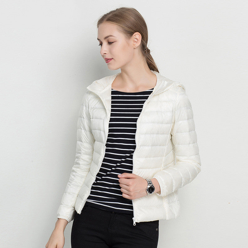 Leichte Daunenjacke Damen Kurz Kapuze Super Leicht - Ideal für jeden Tag