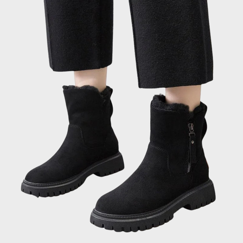 Nora – Plüsch-Stiefeletten mit Reißverschluss