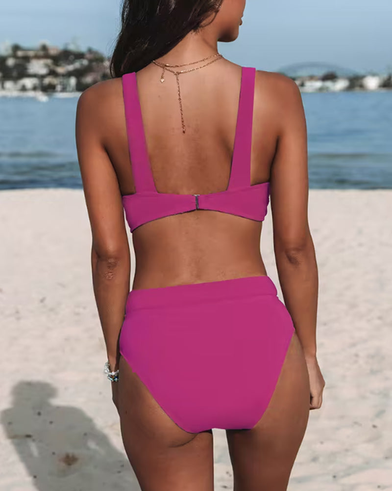 Plain high waisted bikini