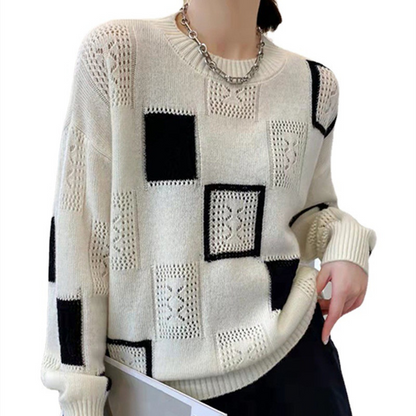 Emma - Geometrischer Gemütlicher Blockpullover
