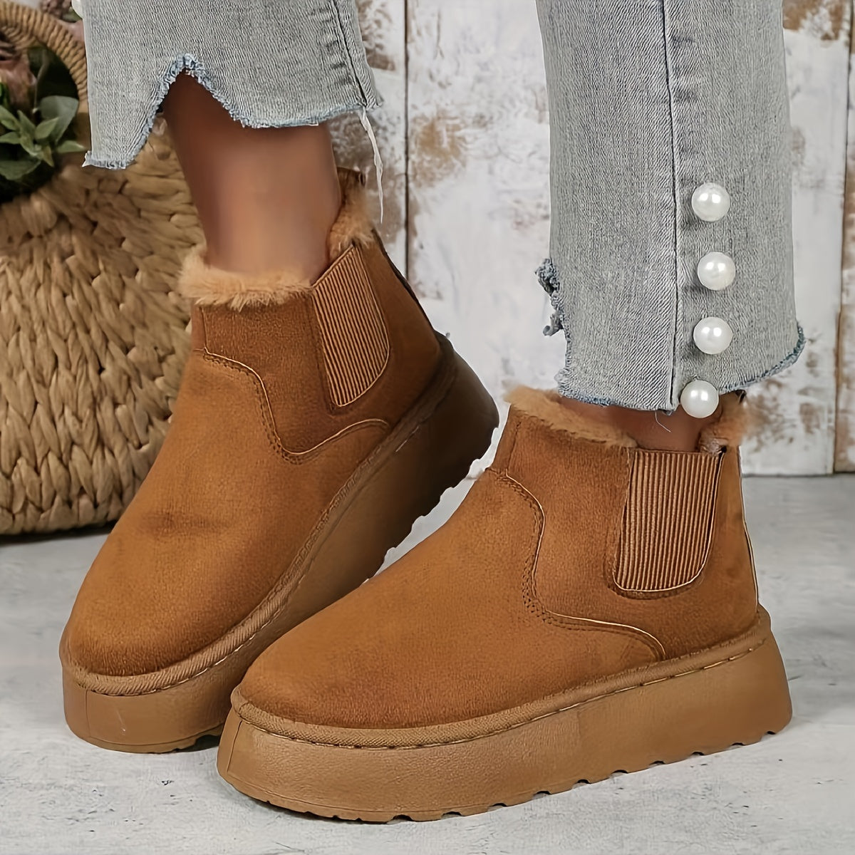 Winterliche Damen Chunky-Heel Stiefel