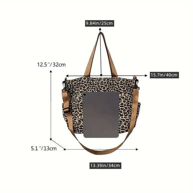 Nora. - Leopardmuster Canvas Umhängetasche