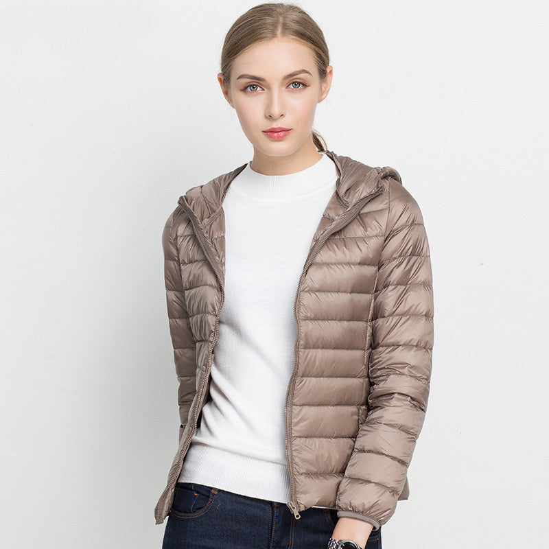 Leichte Daunenjacke Damen Kurz Kapuze Super Leicht - Ideal für jeden Tag