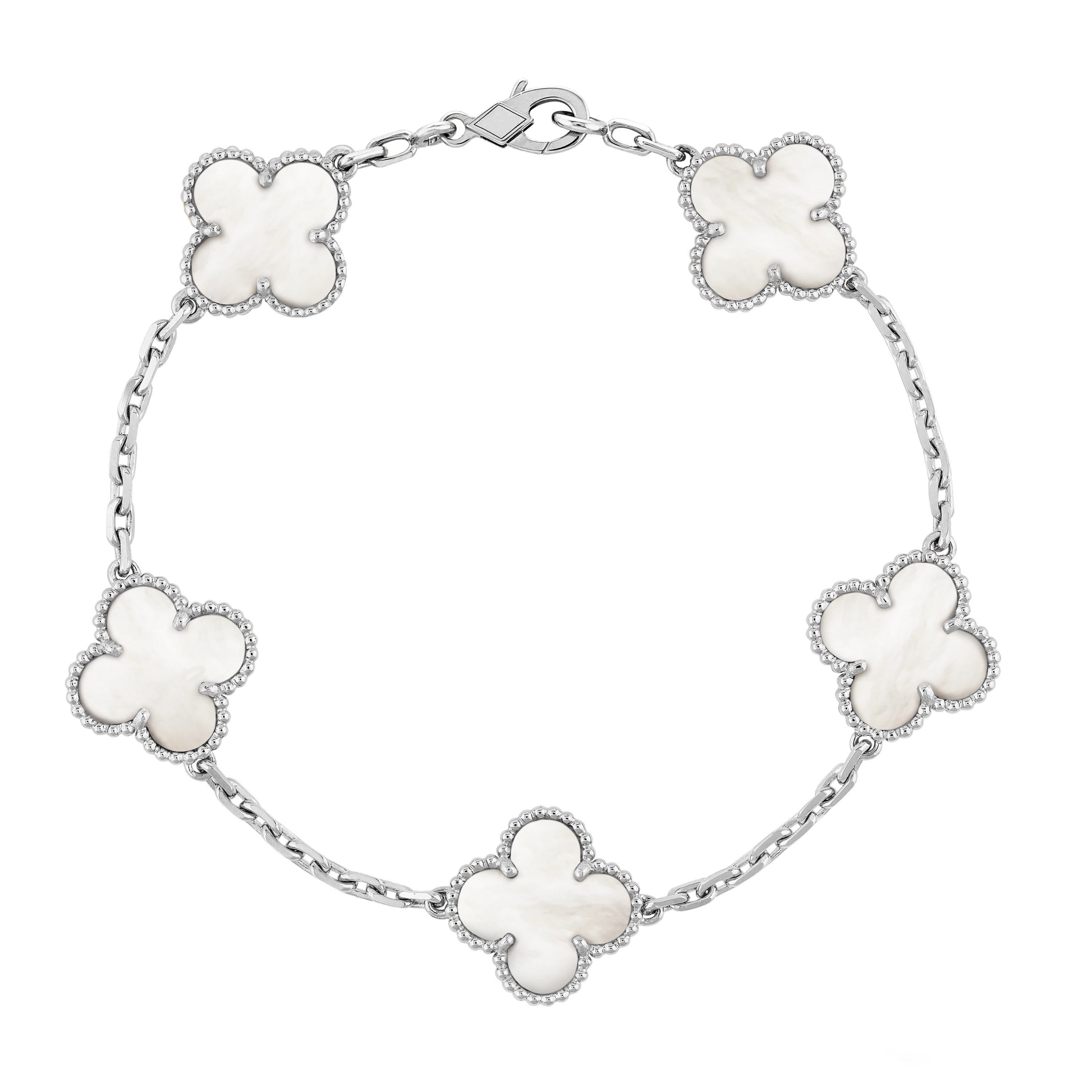 CLOVER LEAF ARMBAND | SILBER WEISS