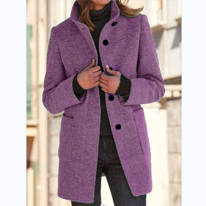 Vintora™ – Retro Damen-Windjacke mit Knöpfen und Stehkragen