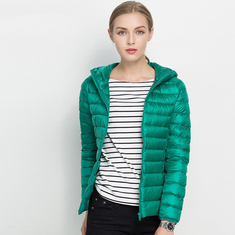 Leichte Daunenjacke Damen Kurz Kapuze Super Leicht - Ideal für jeden Tag