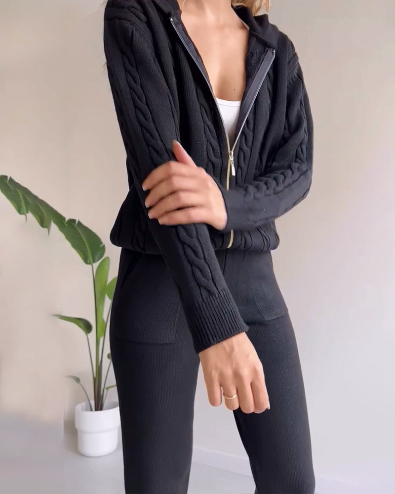 Ania - Lässiges Twist-Jacquard-Zweiteiler-Set
