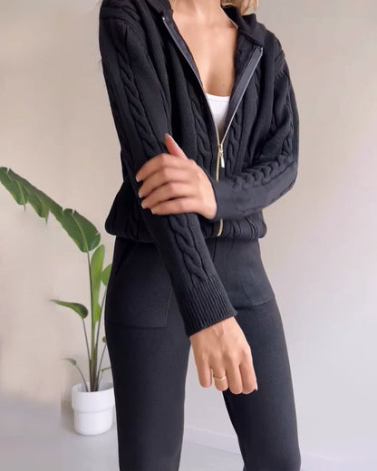 Ania - Lässiges Twist-Jacquard-Zweiteiler-Set