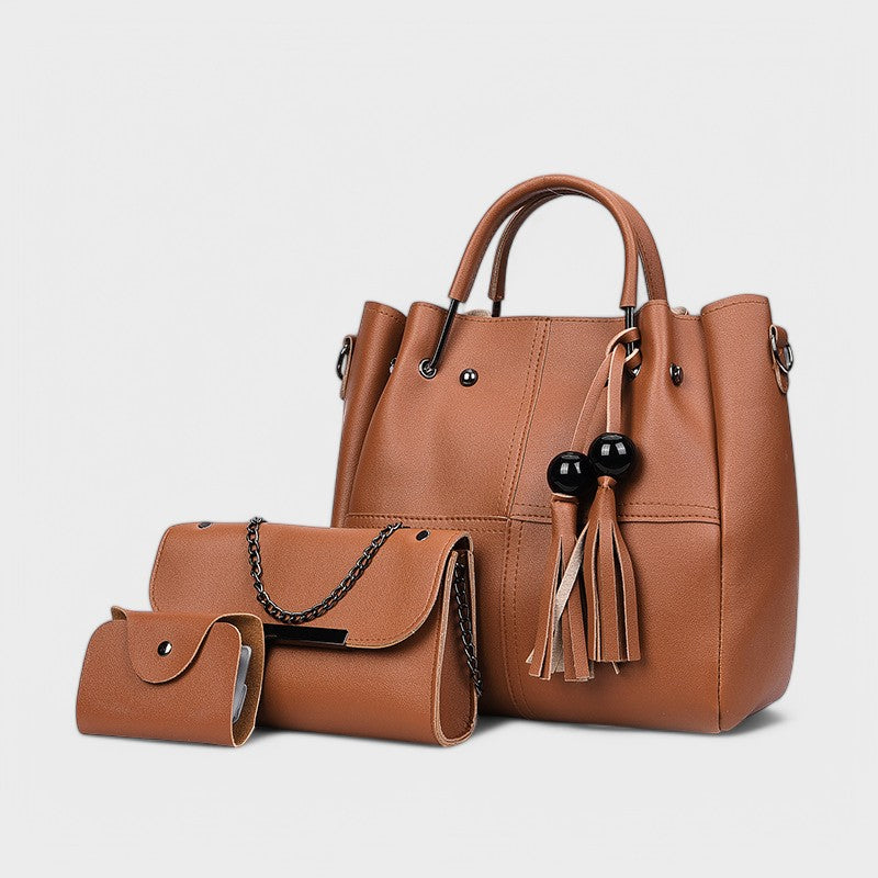 Nora. - 3-teiliges trendiges Taschen-Set mit Quasten