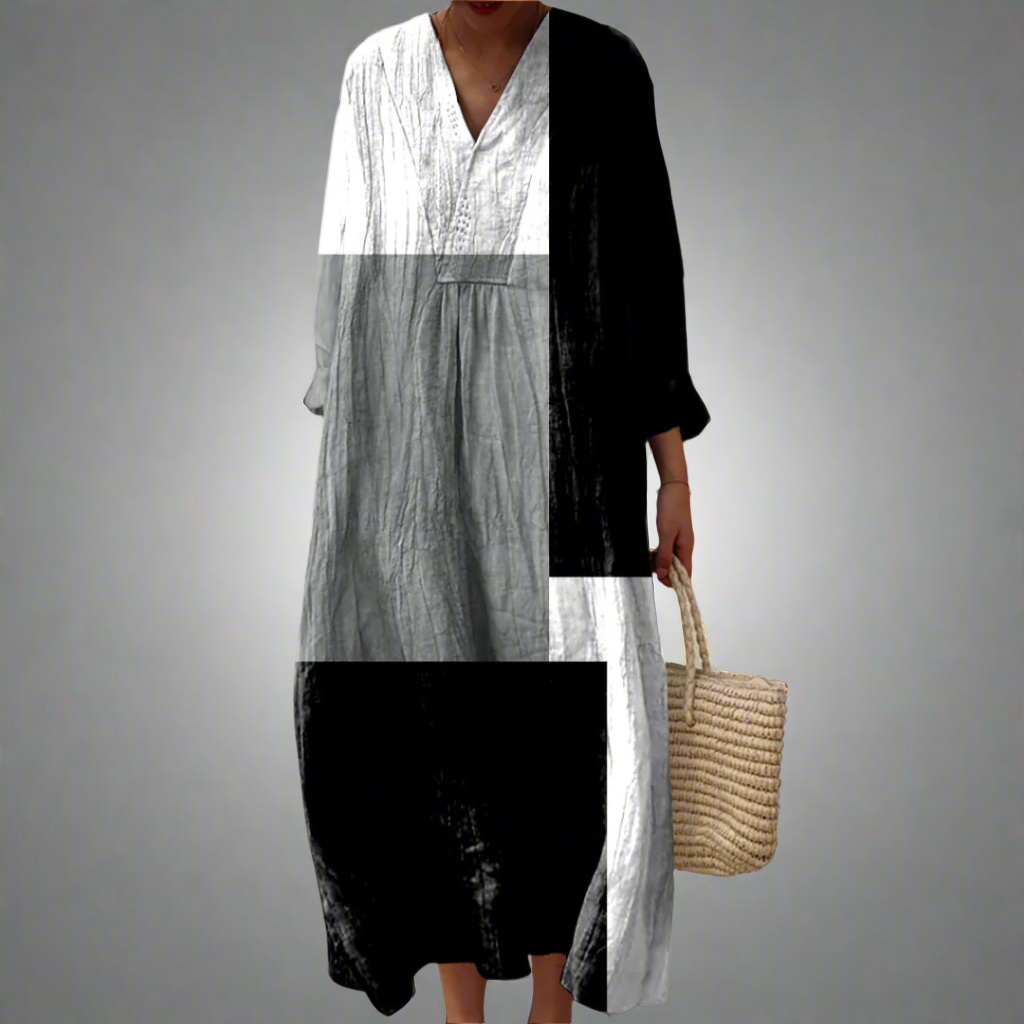 Colette™ | Abstraktes Patchwork-Maxikleid