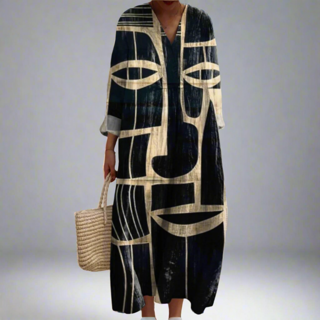 Lorna™ | Tribal-inspiriertes künstlerisches Midi-Kleid