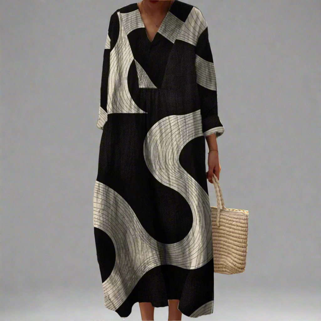 Claudine™ | Abstraktes Fließendes Maxikleid