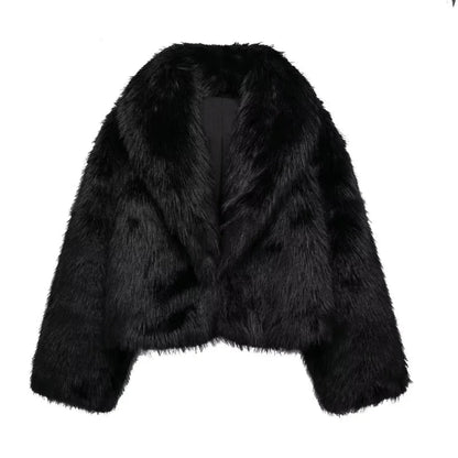 Plüsch-Wintermantel aus Kunstpelz für Damen mit Kapuze und Taschen | Ideal für Herbst/Winter