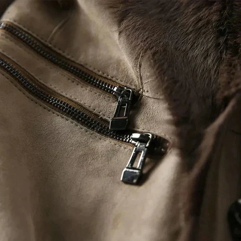 Lammfelljacke mit Pelzkragen