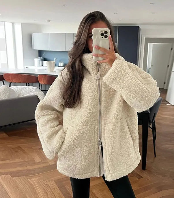 Vintage Stehkragen Jacke mit Knopfverschluss & Taschen | Ideal für Herbst & Winter