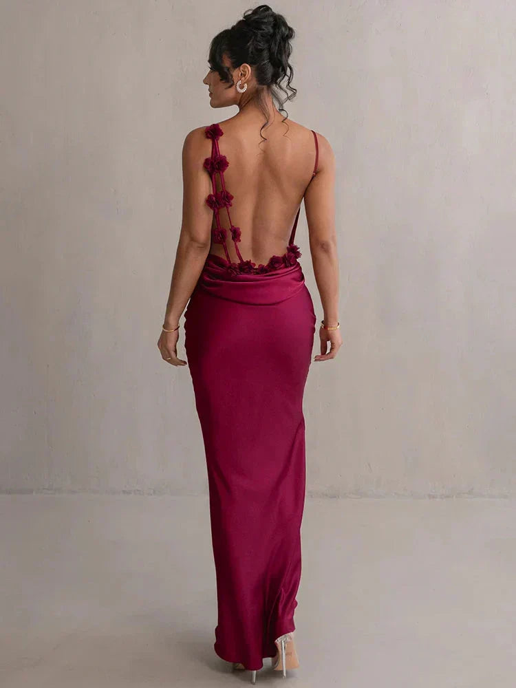 Cassiane - Satin Blumen Kleid