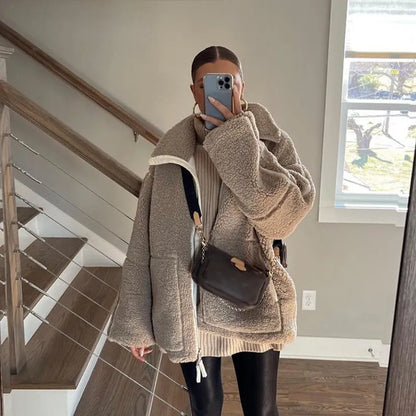Vintage Stehkragen Jacke mit Knopfverschluss & Taschen | Ideal für Herbst & Winter