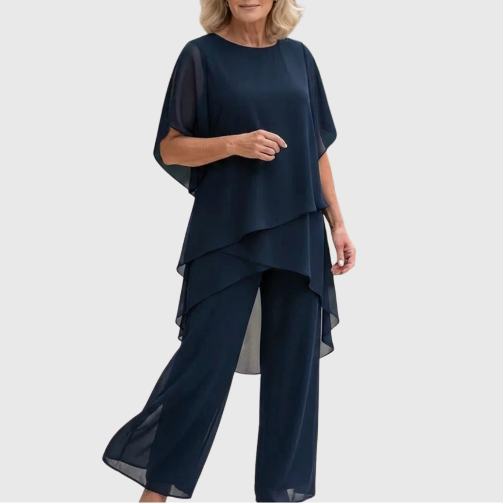 Linda | Anzug mit Drapierten Palazzo-Hosen