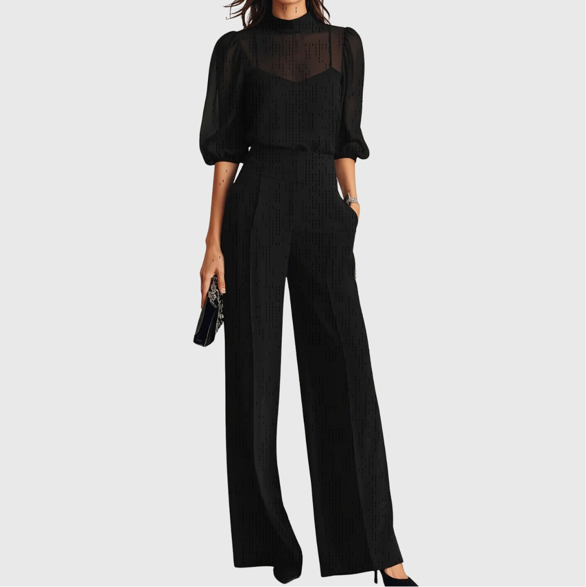 Elodie | Top und weite Hose in einem dreiteiligen Set