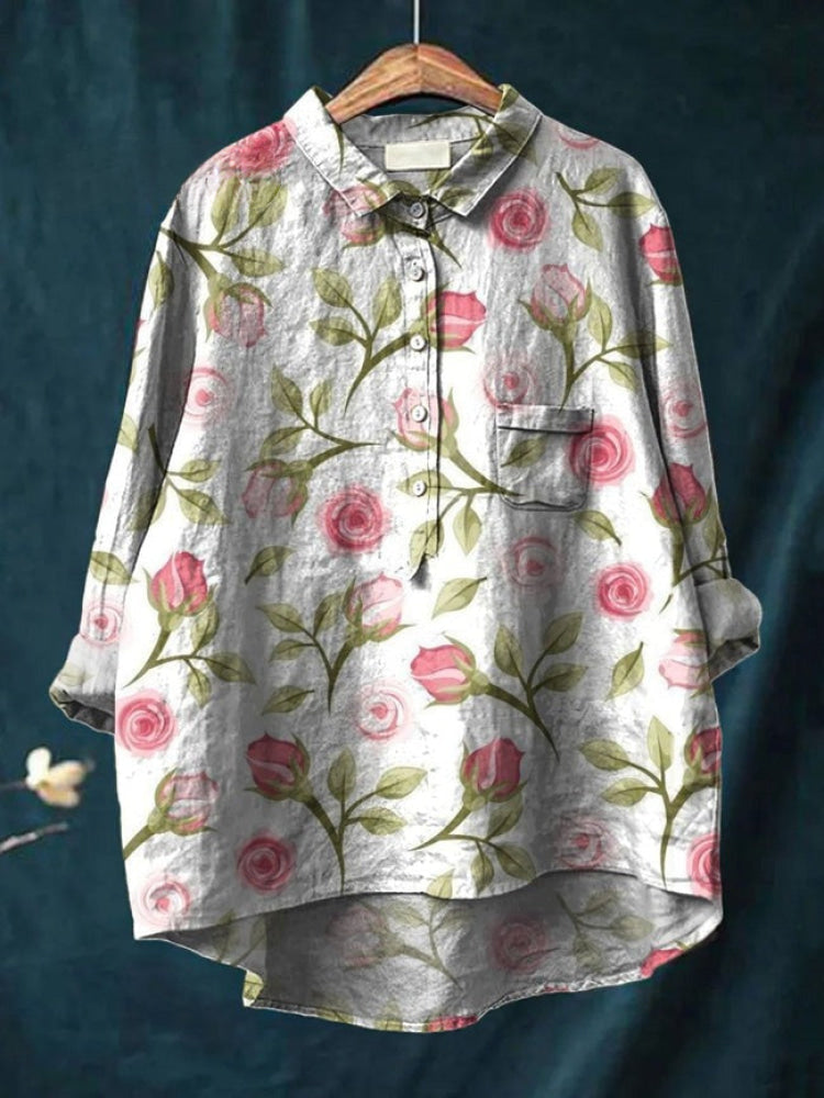Lina Lebhaftes Blumenstickerei Shirt
