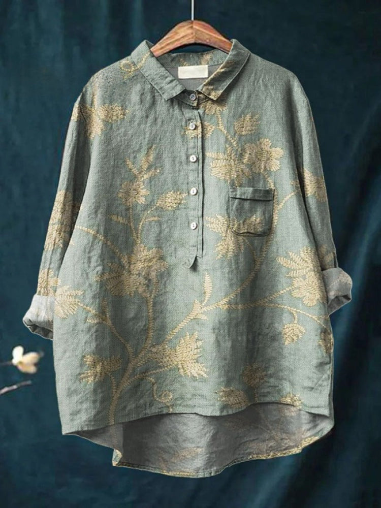 Lina Lebhaftes Blumenstickerei Shirt