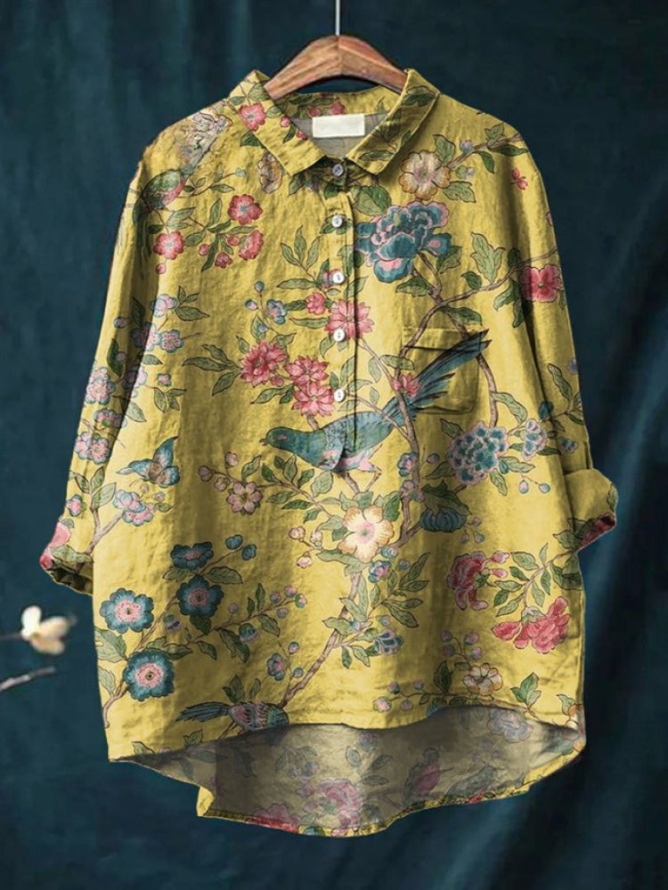 Lina Lebhaftes Blumenstickerei Shirt