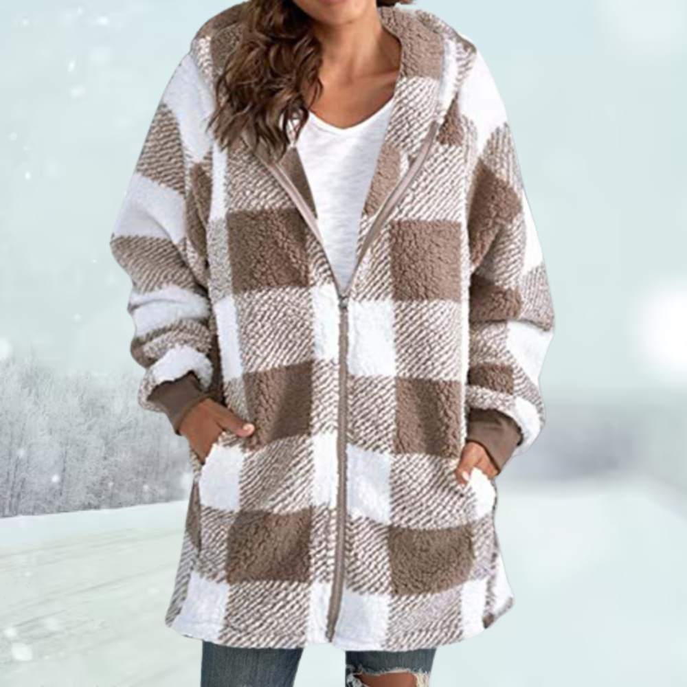 Kariertes Winterjacke mit Kapuze und Taschen | Ideal für den Winter