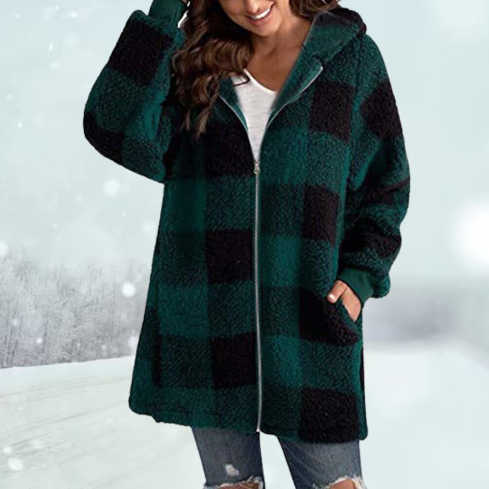 Kariertes Winterjacke mit Kapuze und Taschen | Ideal für den Winter