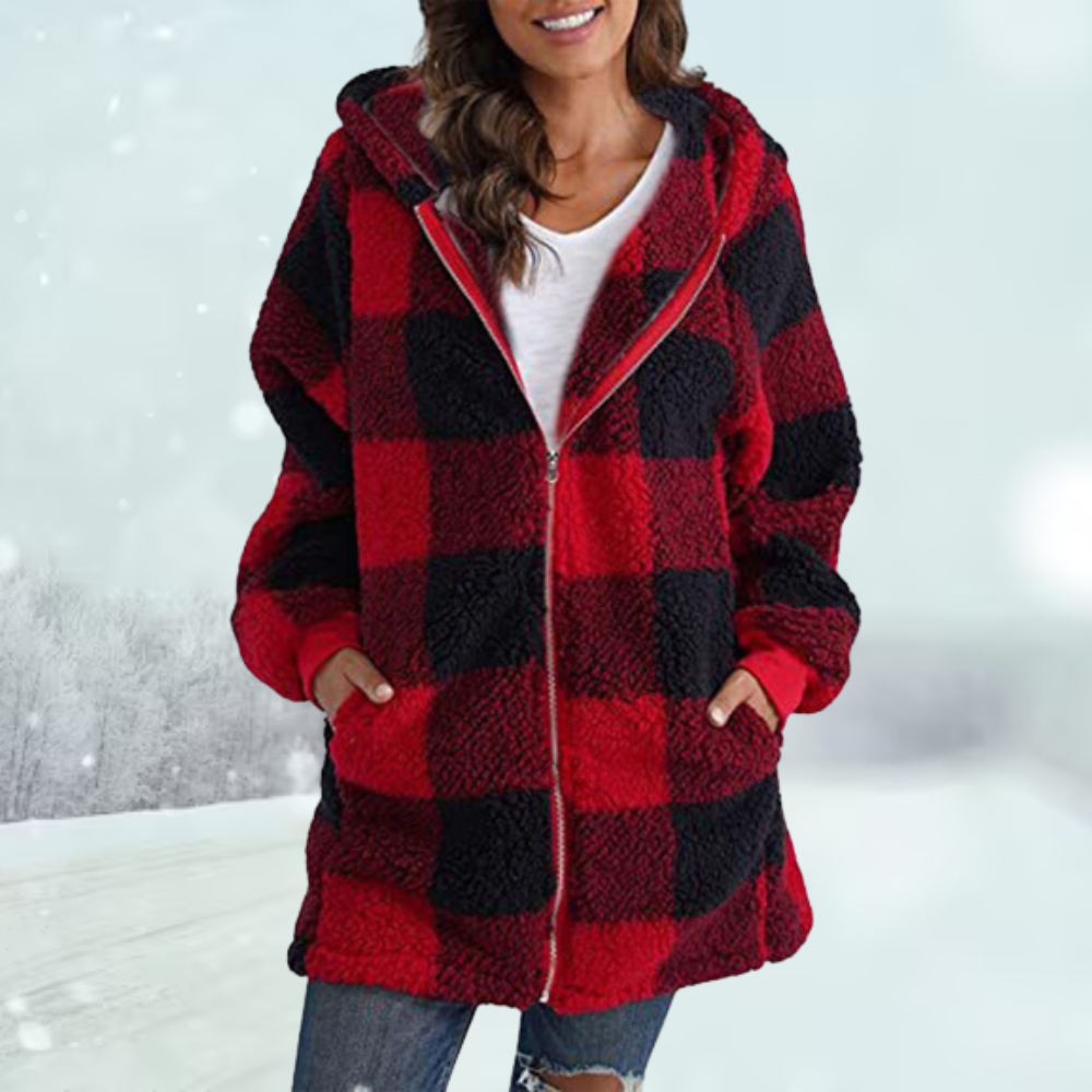 Kariertes Winterjacke mit Kapuze und Taschen | Ideal für den Winter