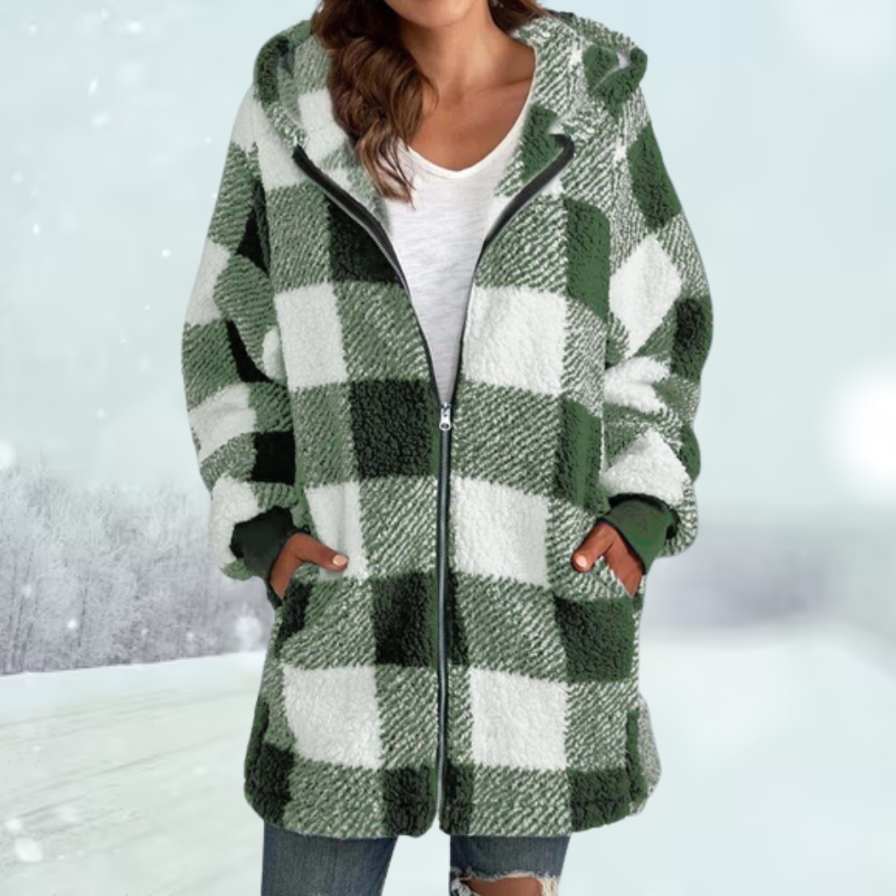 Kariertes Winterjacke mit Kapuze und Taschen | Ideal für den Winter