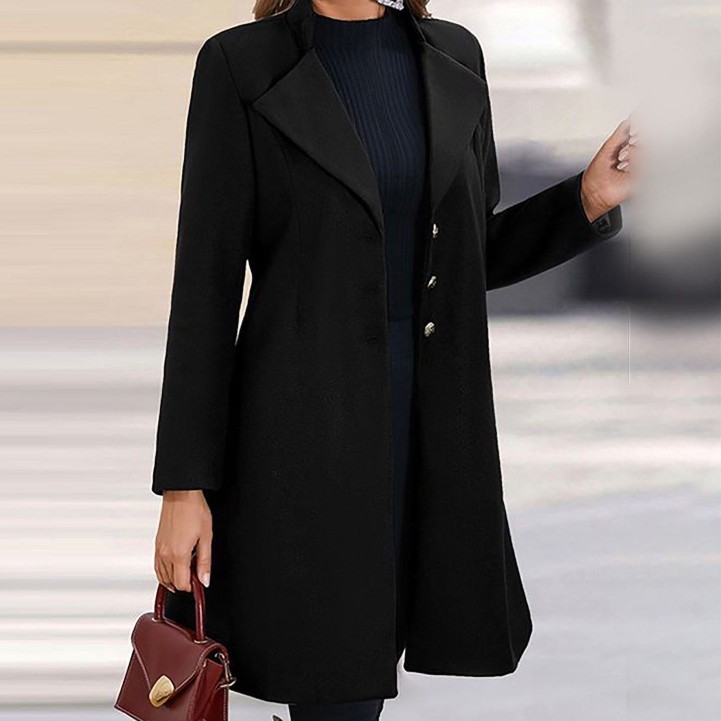 Taillierte Damenjacke aus hochwertiger italienischer Wolle mit Seitentaschen | Ideal für Herbst und Winter
