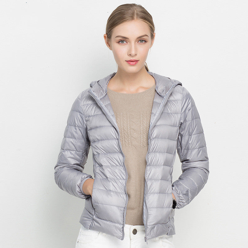 Leichte Daunenjacke Damen Kurz Kapuze Super Leicht - Ideal für jeden Tag