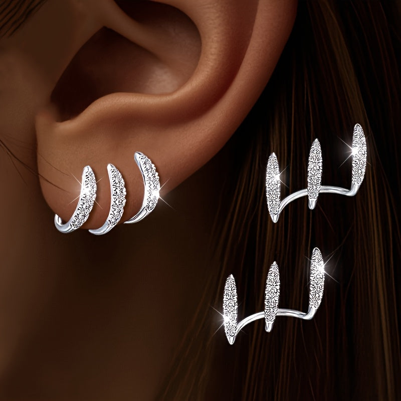 Elegante Rhinestone Drei-Krallen Ohrringe