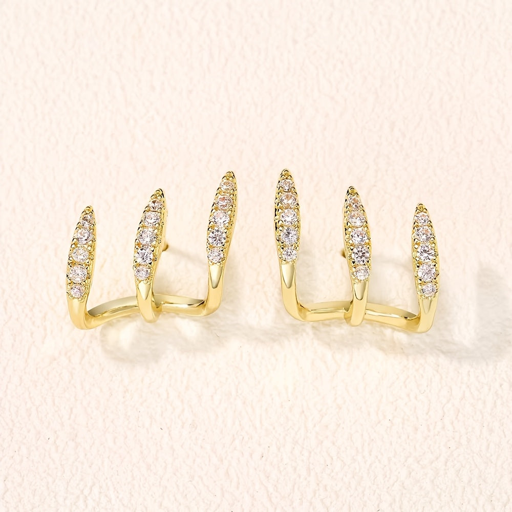 Elegante Rhinestone Drei-Krallen Ohrringe