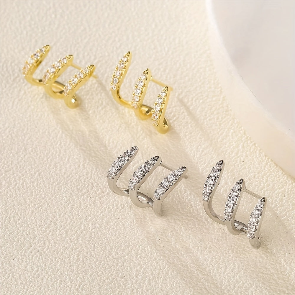 Elegante Rhinestone Drei-Krallen Ohrringe