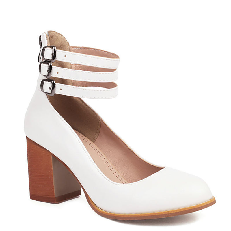 Casilda | Glatte Sandalen mit Knöchelriemen und dicker Sohle