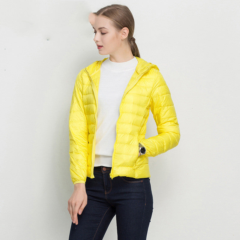 Leichte Daunenjacke Damen Kurz Kapuze Super Leicht - Ideal für jeden Tag