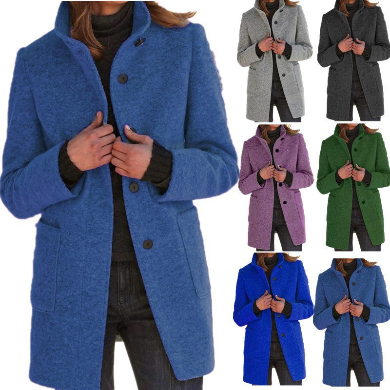 Vintora™ – Retro Damen-Windjacke mit Knöpfen und Stehkragen
