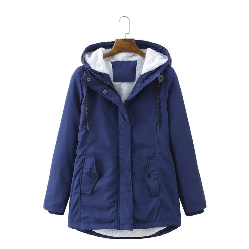 Damen Wintermantel mit Warmfutter, Kapuze & Reißverschluss | Ideal für den Winter