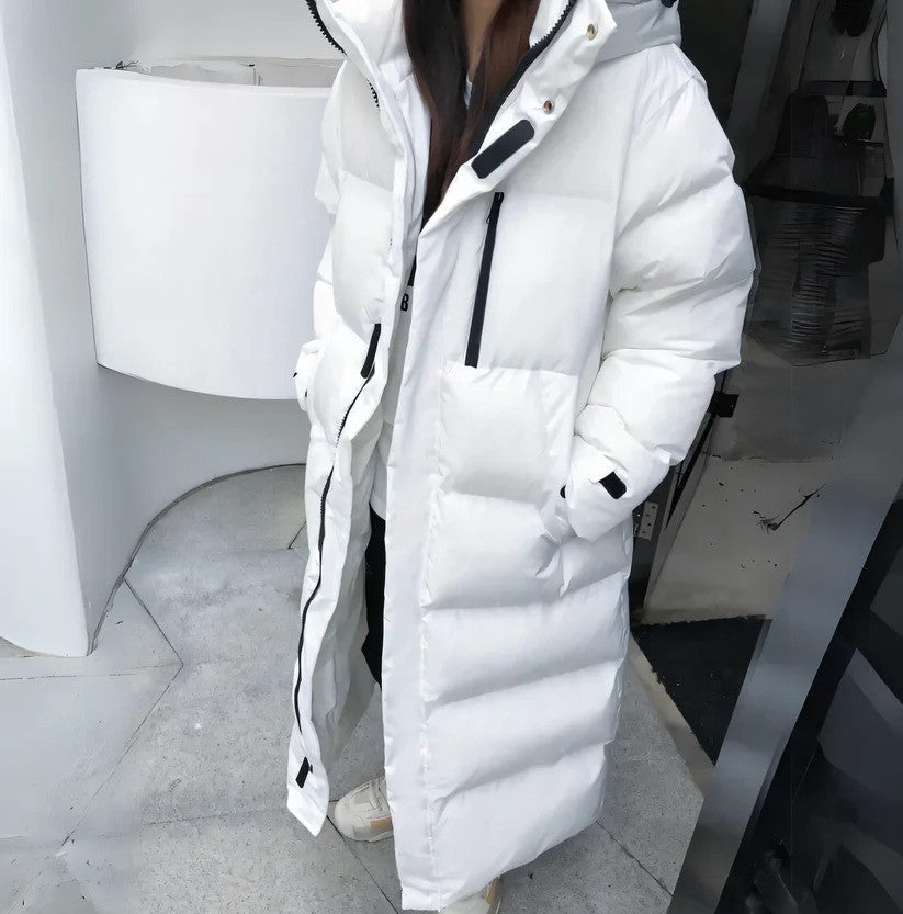 Lange Damen-Daunenjacke für den Winter mit optimaler Wärme und Bewegungsfreiheit | Ideal für Winter