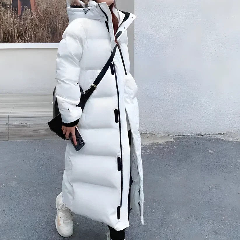 Lange Damen-Daunenjacke für den Winter mit optimaler Wärme und Bewegungsfreiheit | Ideal für Winter